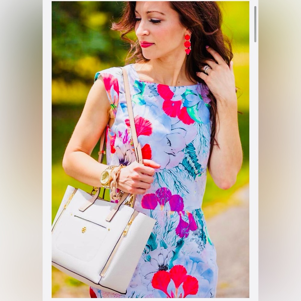 French Connection - Floral Reef Cotton Sheath Dress - White Multicolor - Size 6